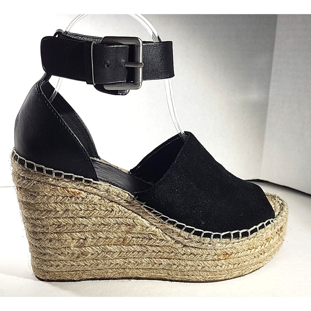 Marc Fisher LTD Adalyn Espadrille Wedge Sandals Black Suede Women's 7.5 - Picture 7 of 9